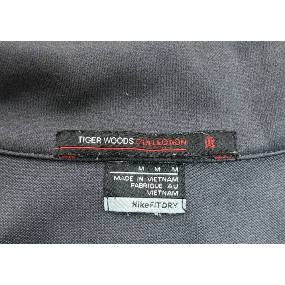 Tiger Woods Golf 1/4 Zip Pullover Sweater Mens M Nike Fit Dry Long Sleeve Gray